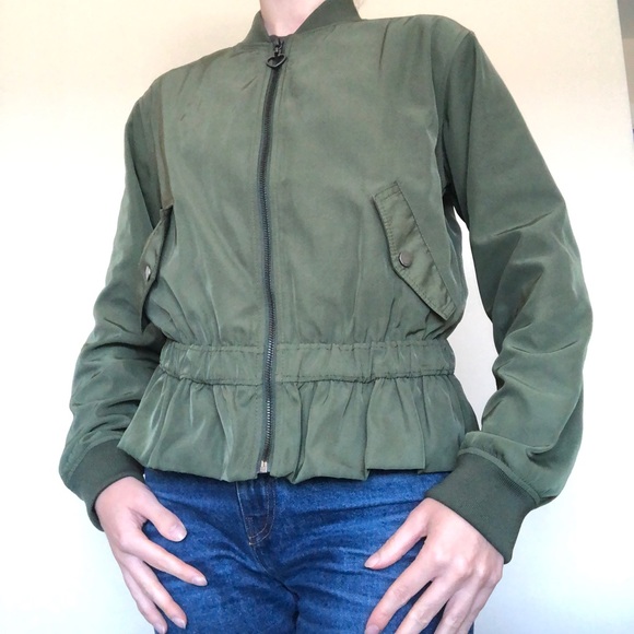 Kate Spade Bomber Peplum Fall Jacket gather frill - Picture 6 of 16